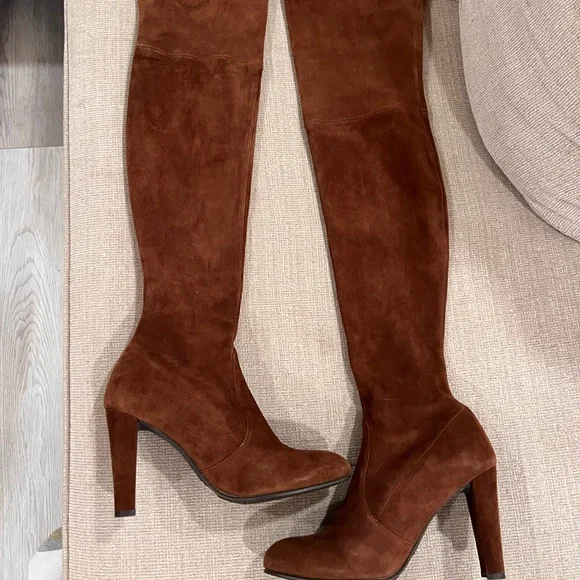 Stuart Weitzman OTK walnut brown suede boots 8.5 highland over-the-knee $795 - Picture 9 of 10